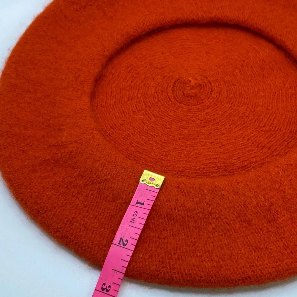 French Girl Colorful Parisian Chic Orange Beret Wool Blend Artist Retro Classic